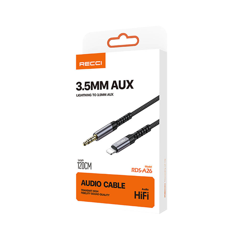 Recci RDS-A26 Lightning to 3.5mm AUX Audio Kablo - 2 Recci RDS-A26 Lightning to 3.5mm AUX Audio Kablo - 2